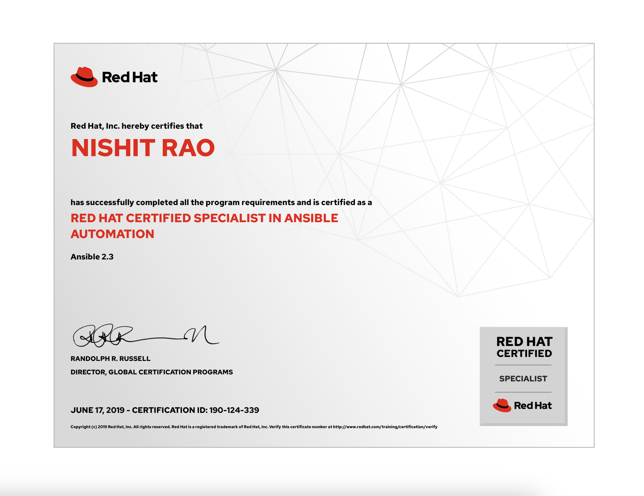 Red Hat Certified Specialist in Ansible Automation